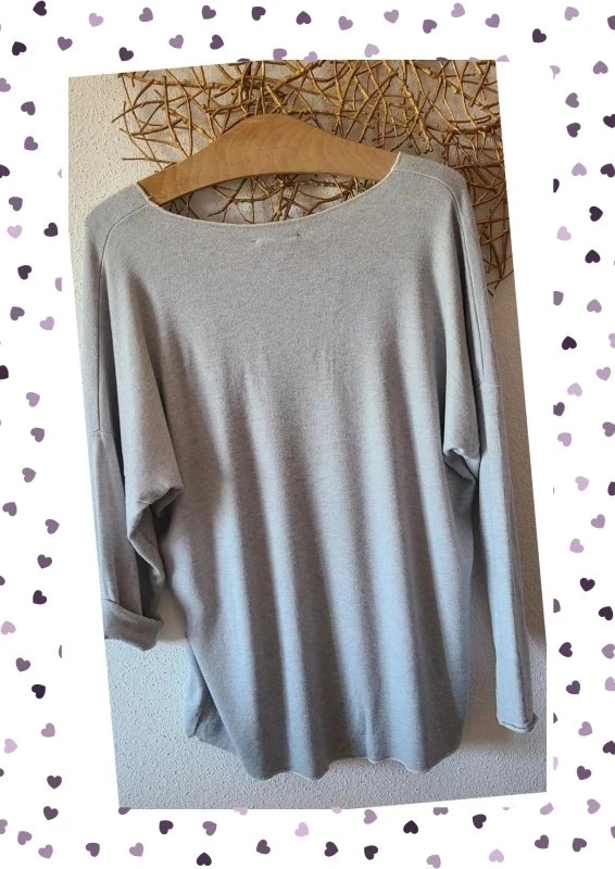 Fluid gray top with heart pattern – One size – Made in Italy – photo 5